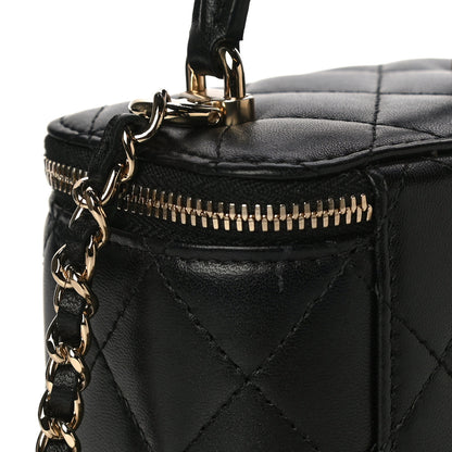 Chanel Lambskin Quilted Top Handle Mini Vanity Case With Chain Black 11 of 11