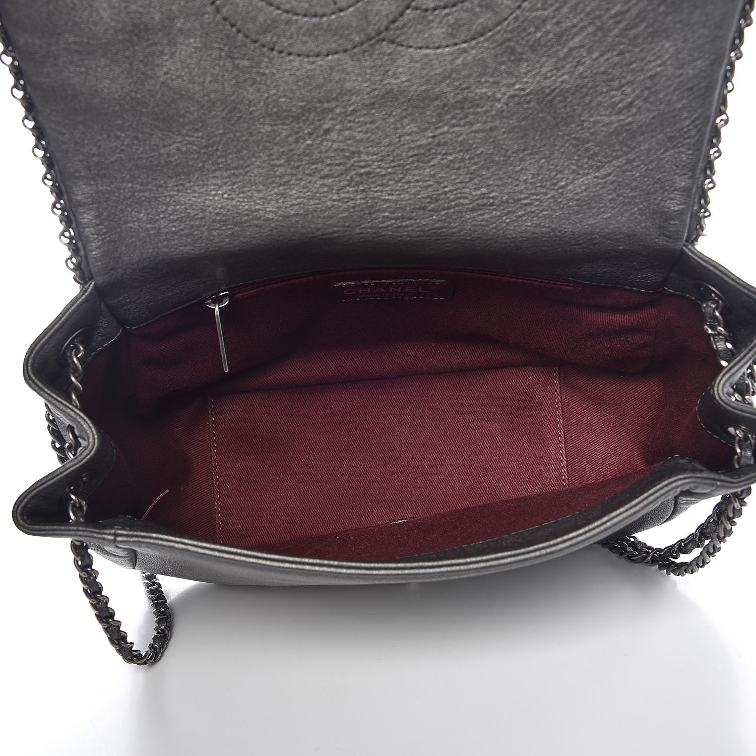 Chanel Calfskin Quilted Small CC Enchained Accordion Flap Grey 5 of 7