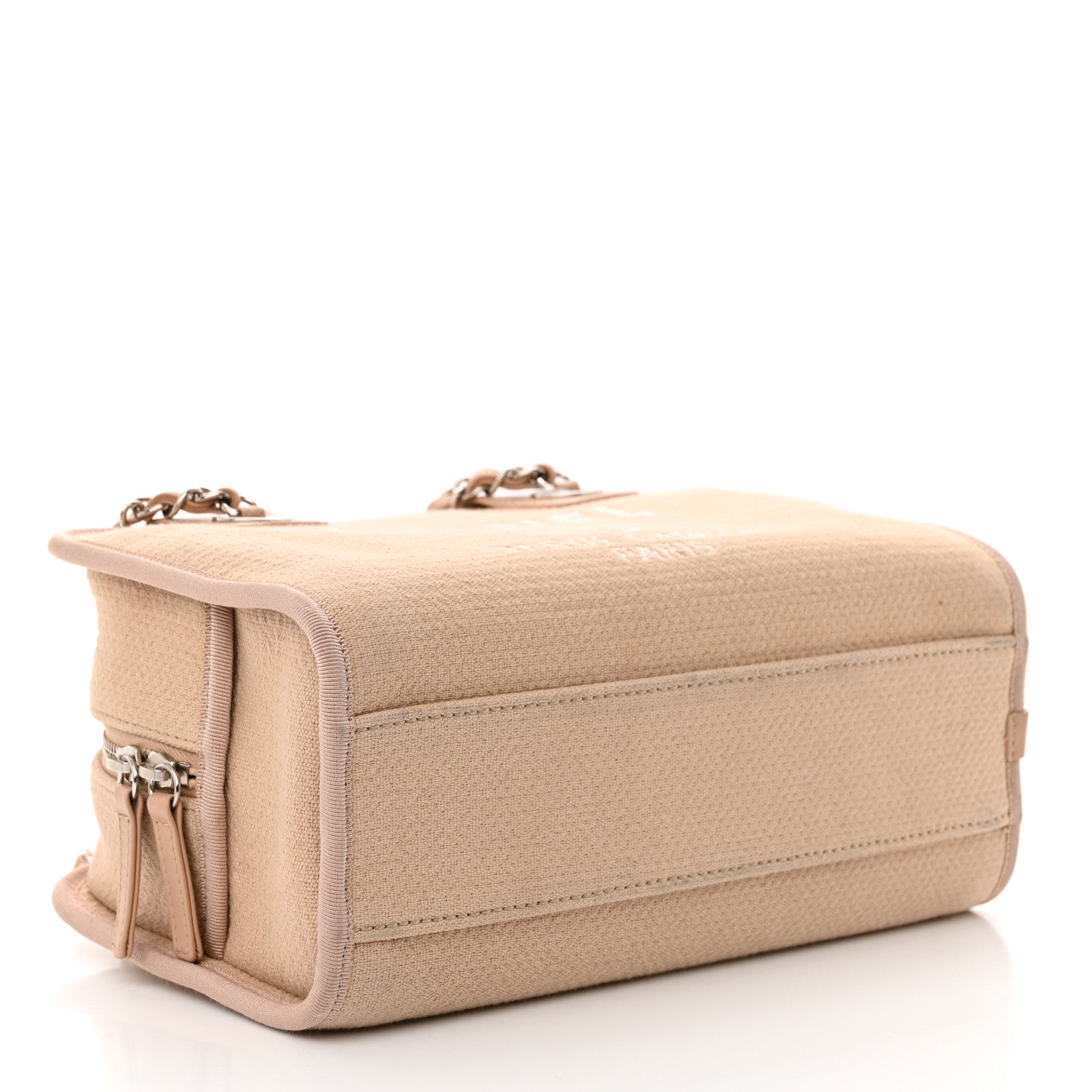 Chanel Canvas Deauville Small Bowling Bag Beige 4 of 13