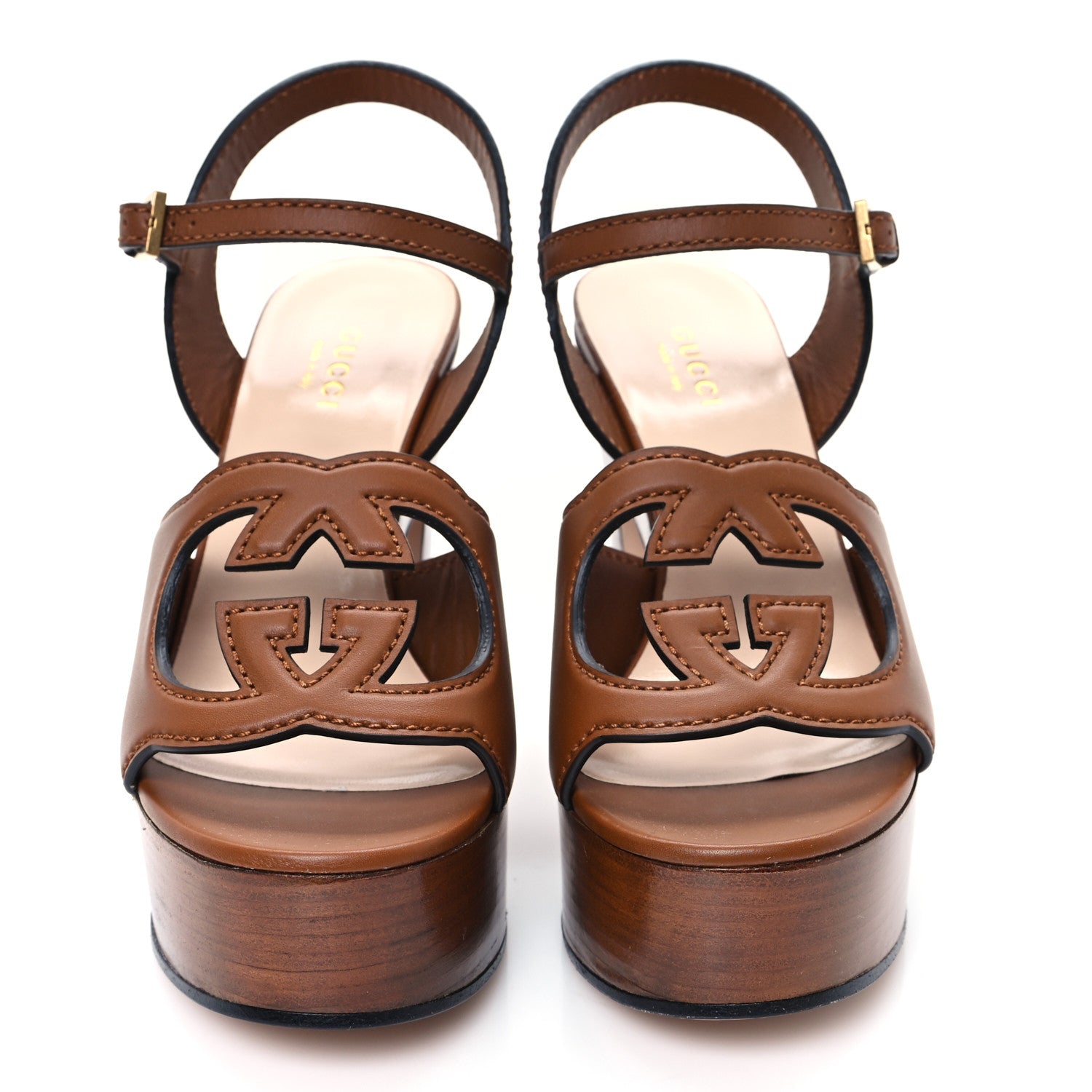 Gucci Cosmos Softy Calfskin Wooden Interlocking G Cut-Out 30/120mm Platform Sandals 36 Cuir 3 of 9