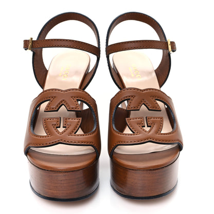 Gucci Cosmos Softy Calfskin Wooden Interlocking G Cut-Out 30/120mm Platform Sandals 36 Cuir 3 of 9