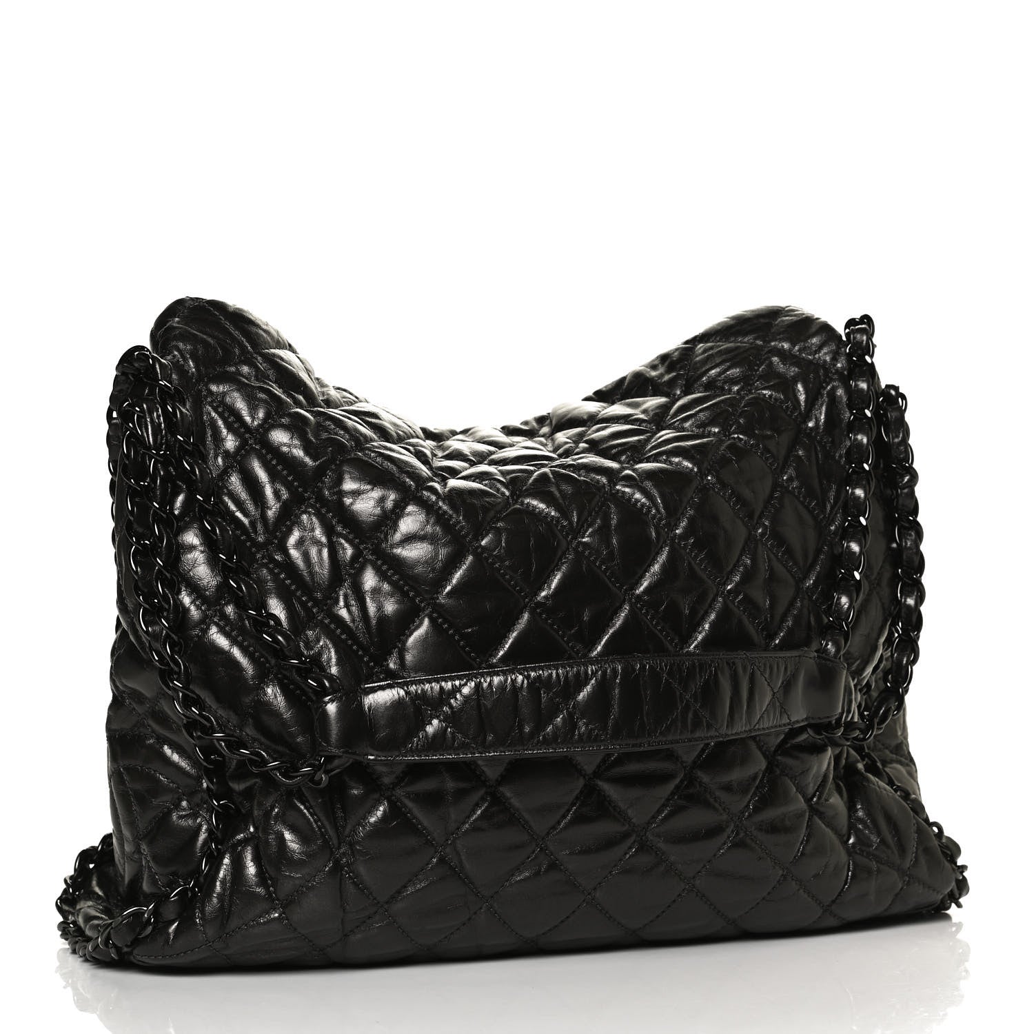 Chanel Metallic Calfskin Quilted Large Chain Me Hobo Dark Grey 3 of 10