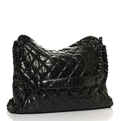 Chanel Metallic Calfskin Quilted Large Chain Me Hobo Dark Grey 3 of 10