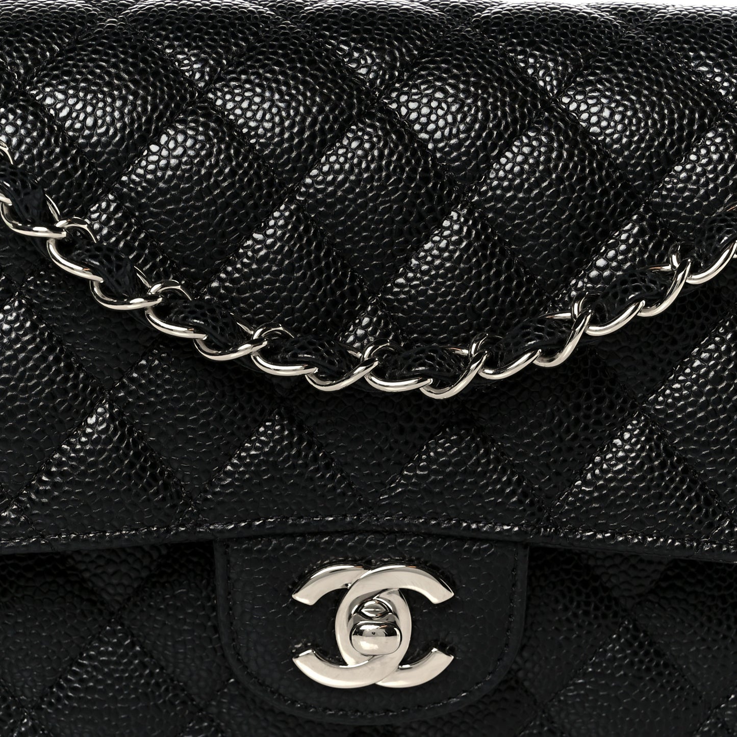 Caviar Quilted Medium Double Flap Black