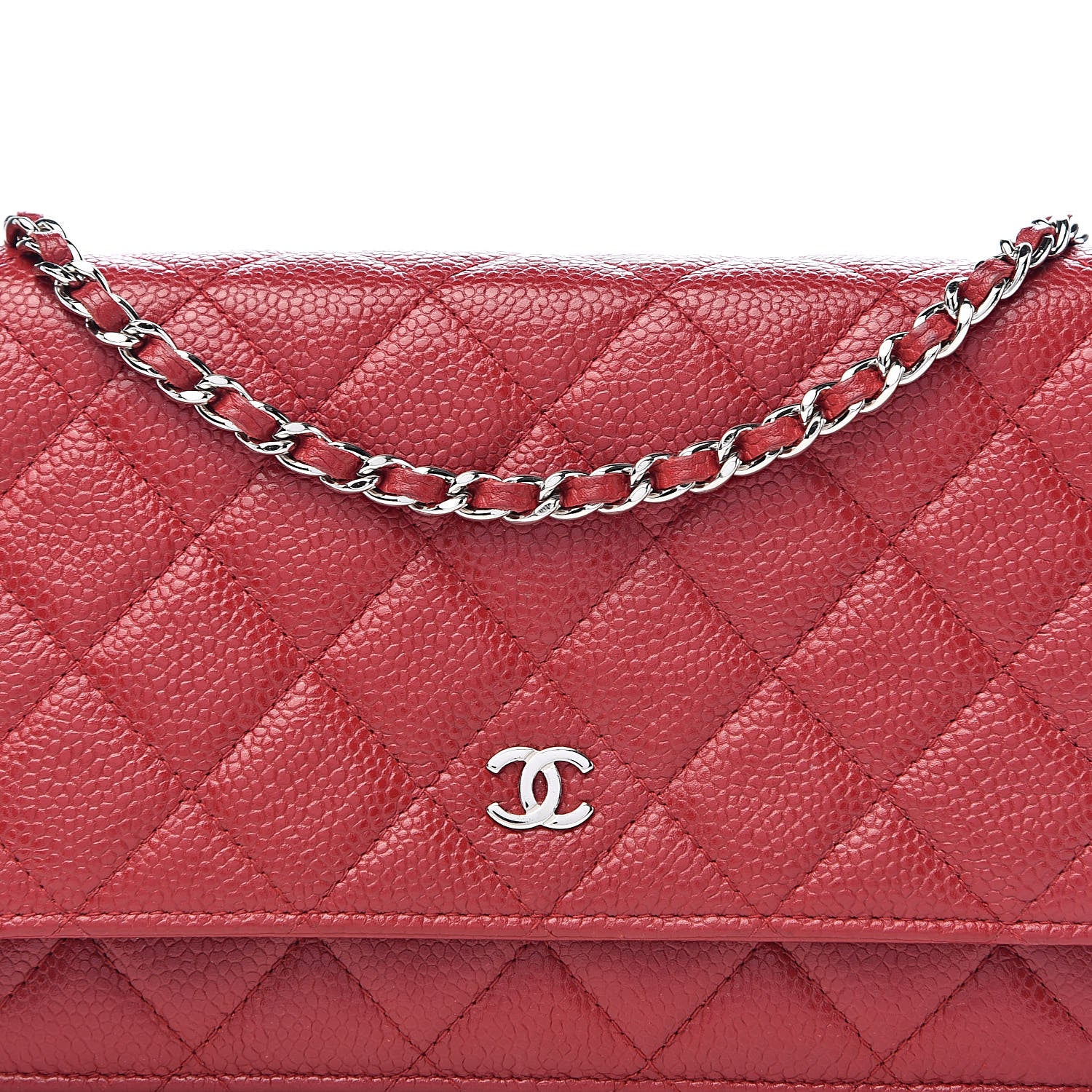 Chanel Caviar Quilted Wallet on Chain WOC Red 12 of 12