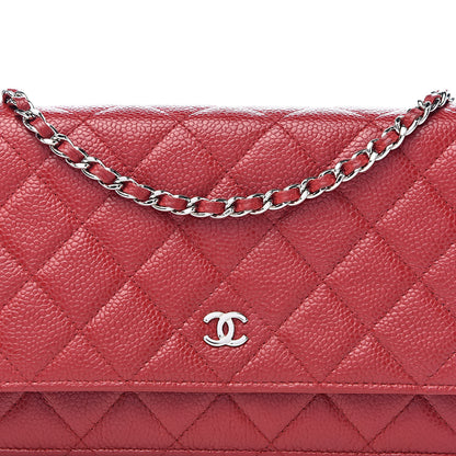 Chanel Caviar Quilted Wallet on Chain WOC Red 12 of 12