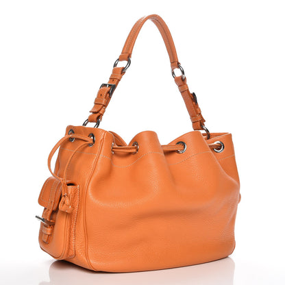 Prada Vitello Daino Drawstring Bucket Orange 3 of 8