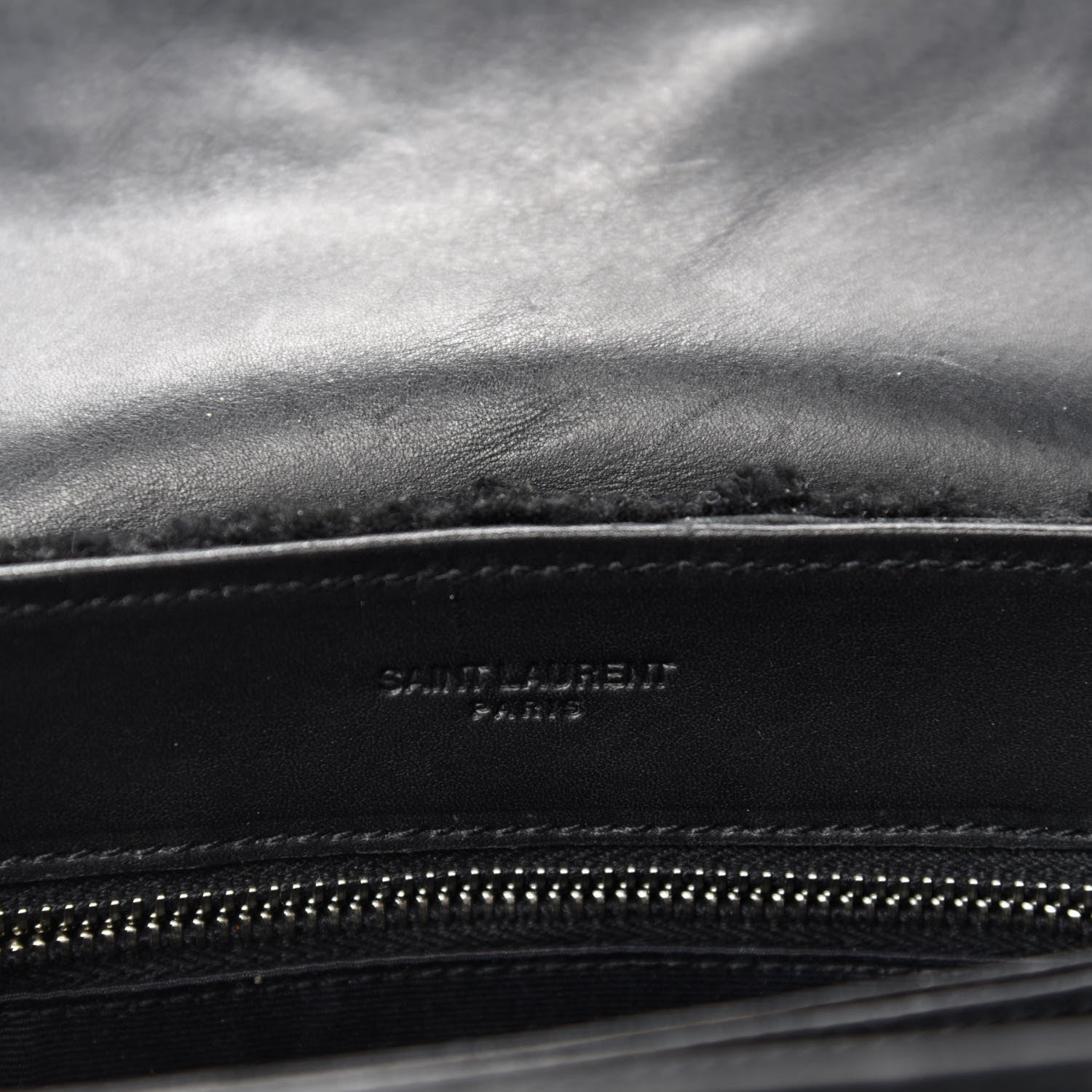 Saint Laurent Shearling Toy Loulou Shoulder Bag Black 9 of 11