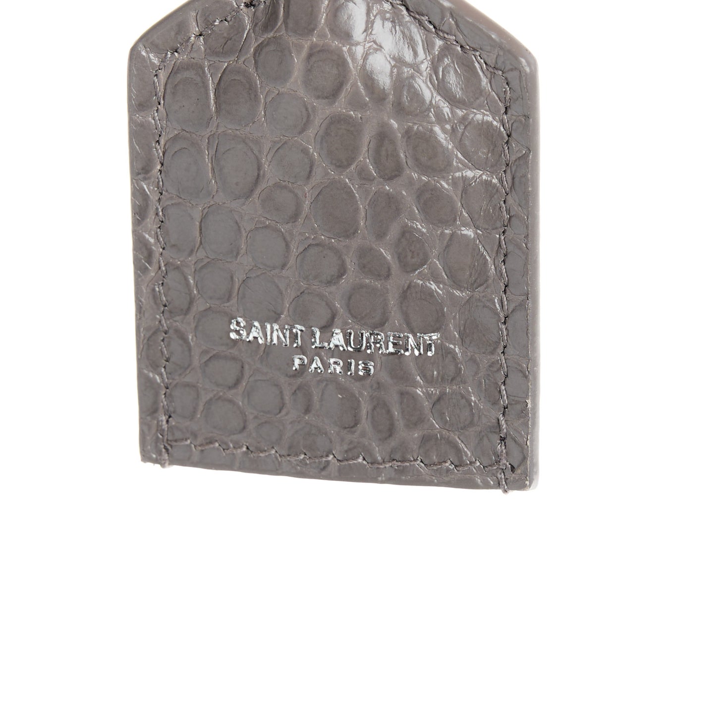 Calfskin Crocodile Embossed Medium Monogram Sunset Fog