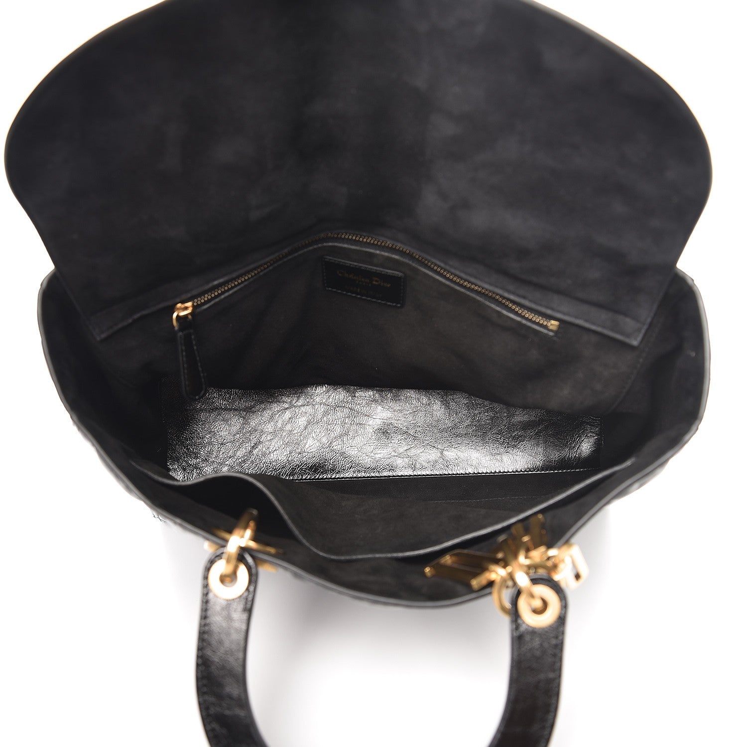 Christian Dior Crinkled Patent Cannage Large Lady Dior Black 5 of 11