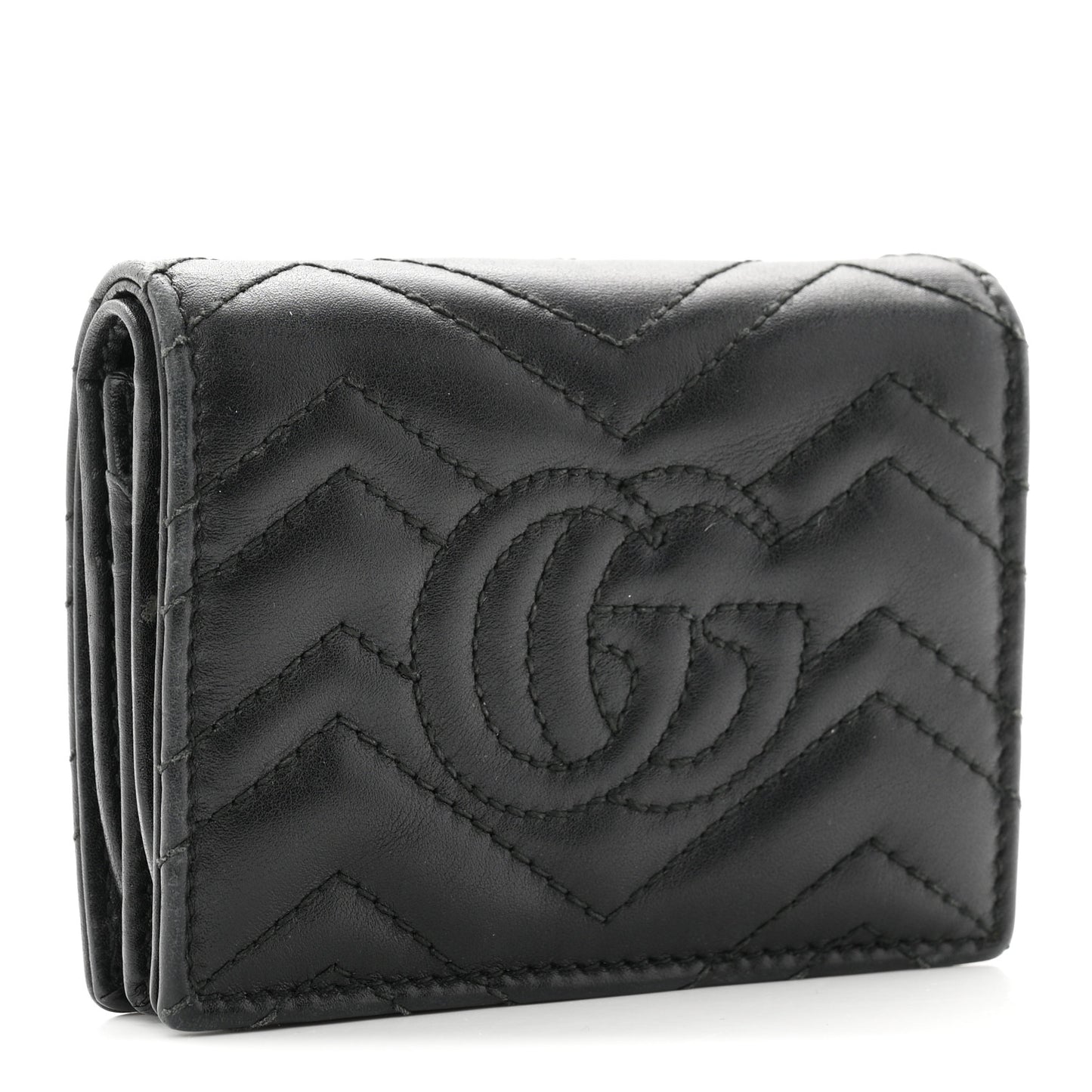 Calfskin Matelasse GG Marmont Card Case Wallet Black