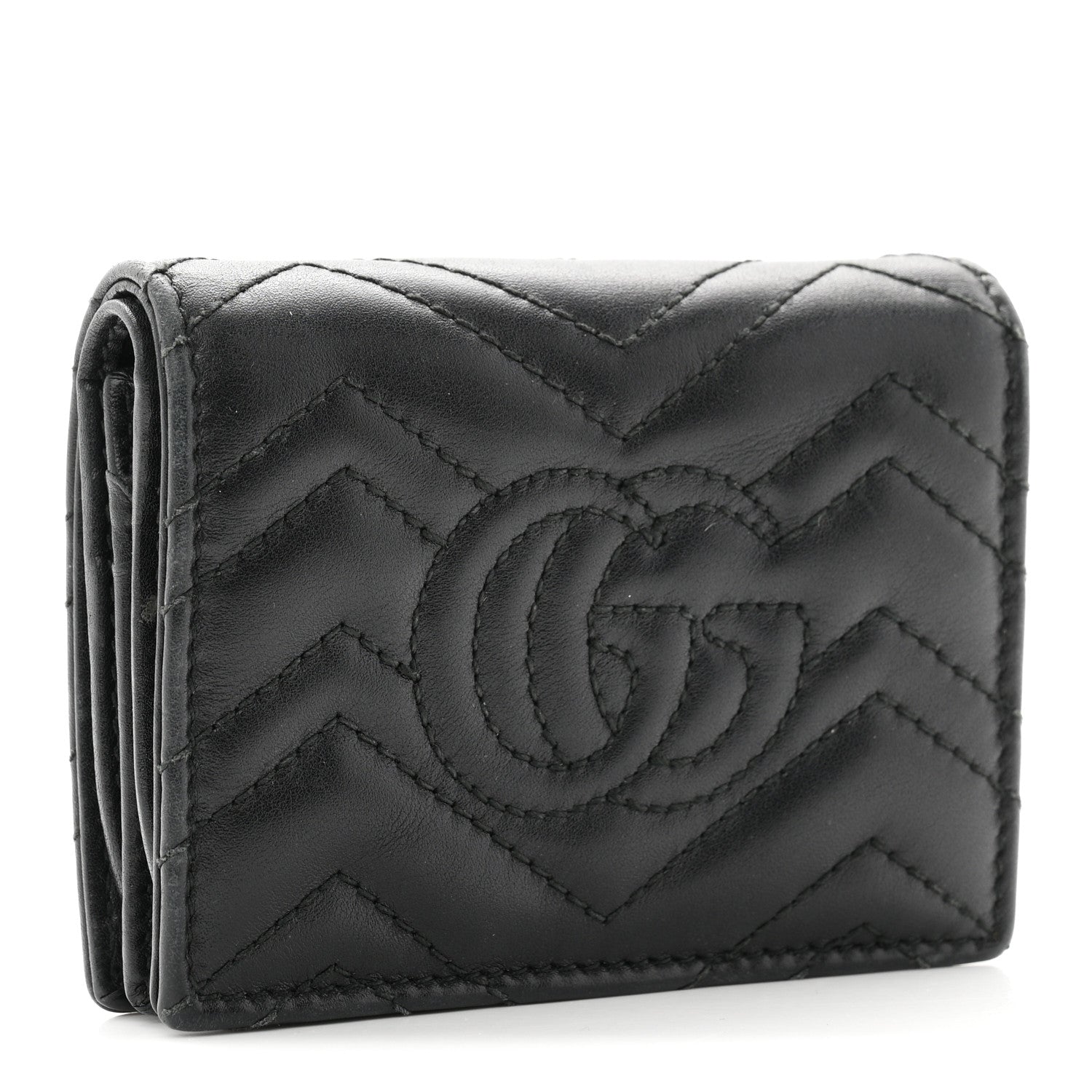 Gucci Calfskin Matelasse GG Marmont Card Case Wallet Black 3 of 8