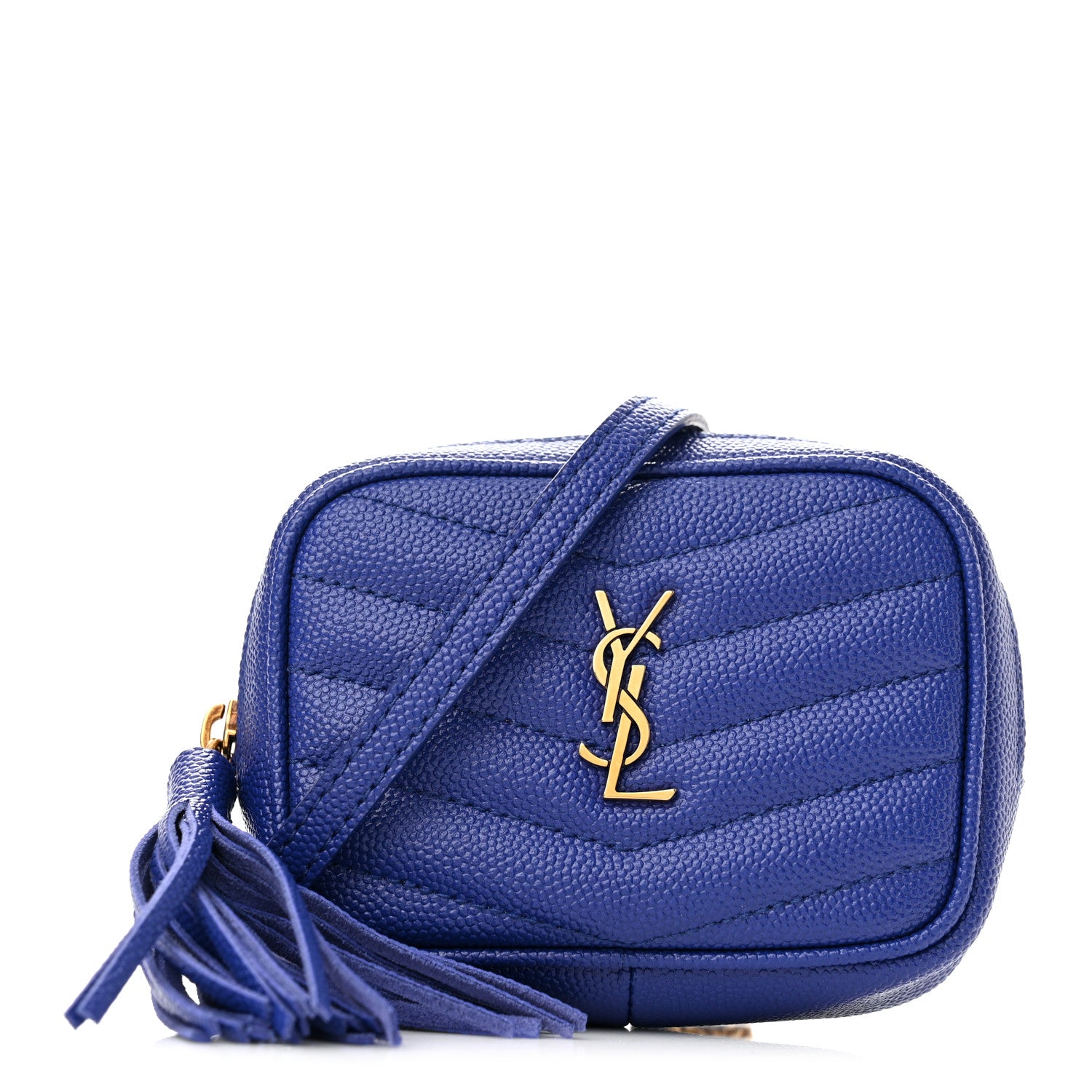 Saint Laurent Grain De Poudre Matelasse Monogram Baby Lou Camera Bag Sapphire Blue 1 of 10