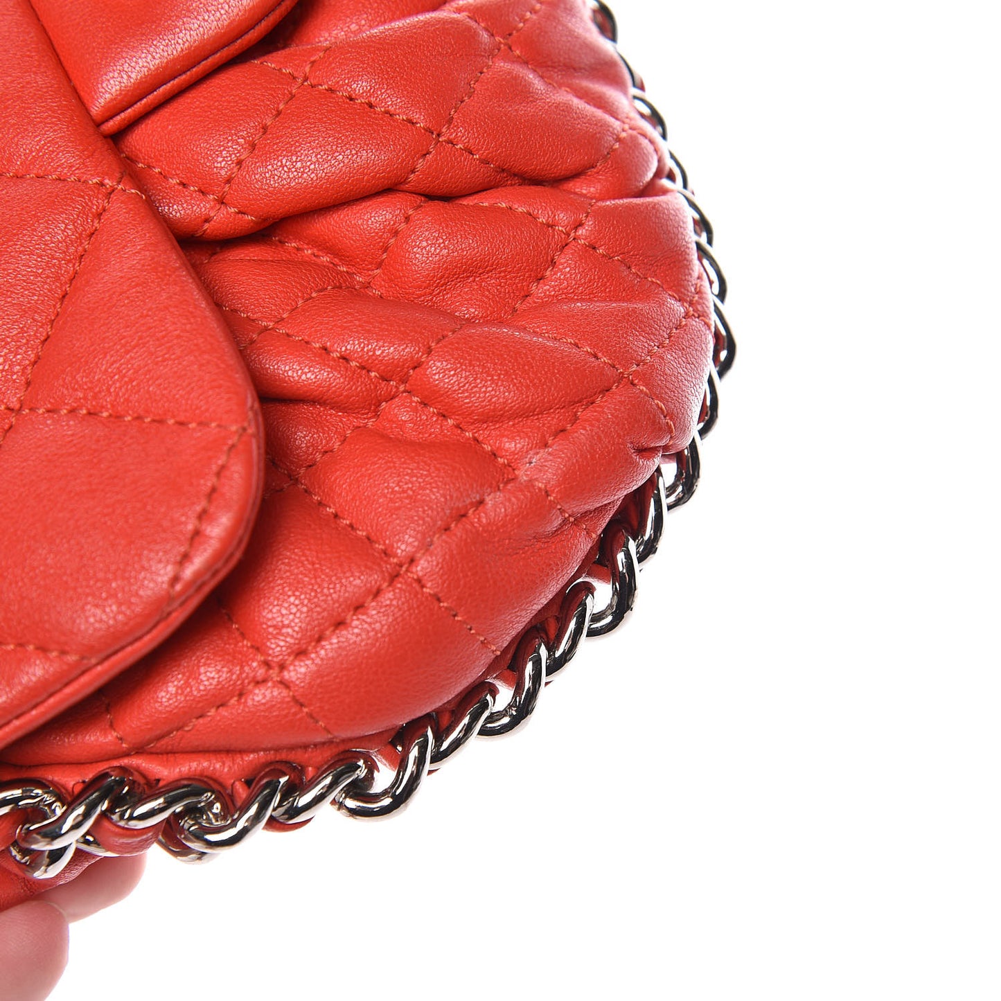 Washed Lambskin Mini Chain Around Messenger Red