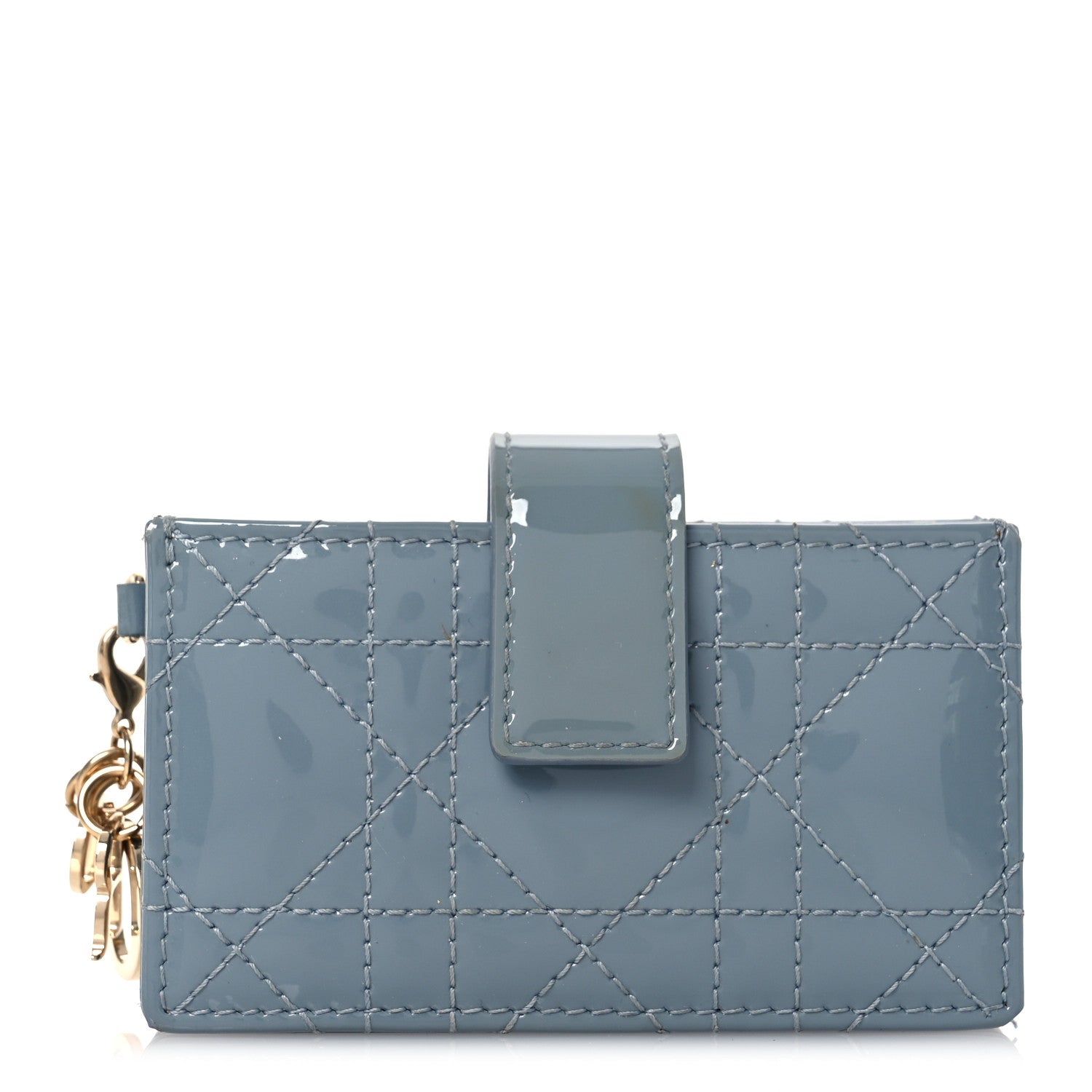 Christian Dior Patent Cannage Lady Dior 5 Gusset Card Holder Cloud Blue 1 of 9