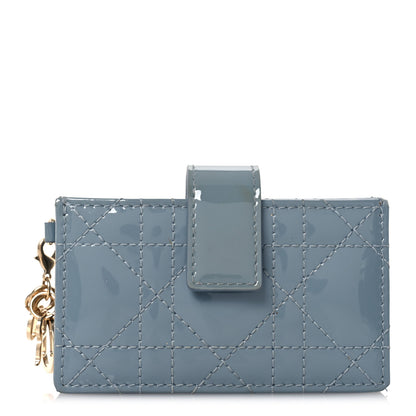 Christian Dior Patent Cannage Lady Dior 5 Gusset Card Holder Cloud Blue 1 of 9