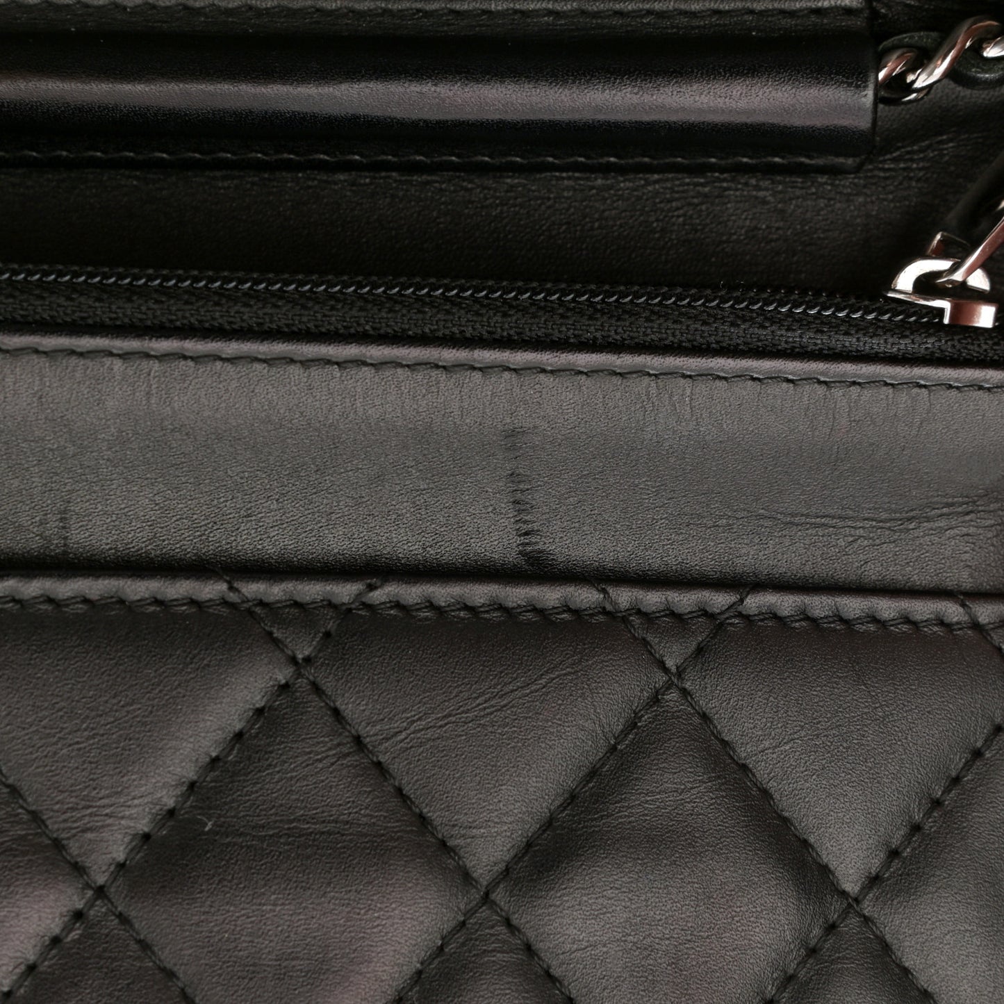 Calfskin Quilted Cambon Wallet On Chain WOC Black