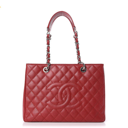 Chanel Caviar Quilted Grand Shopping Tote GST Red 1 of 9