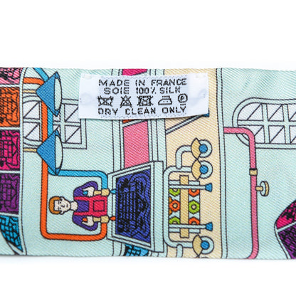 Hermes Silk La Maizeon des Carrés Twilly Aqua Vert d Eau Rose 8 of 10
