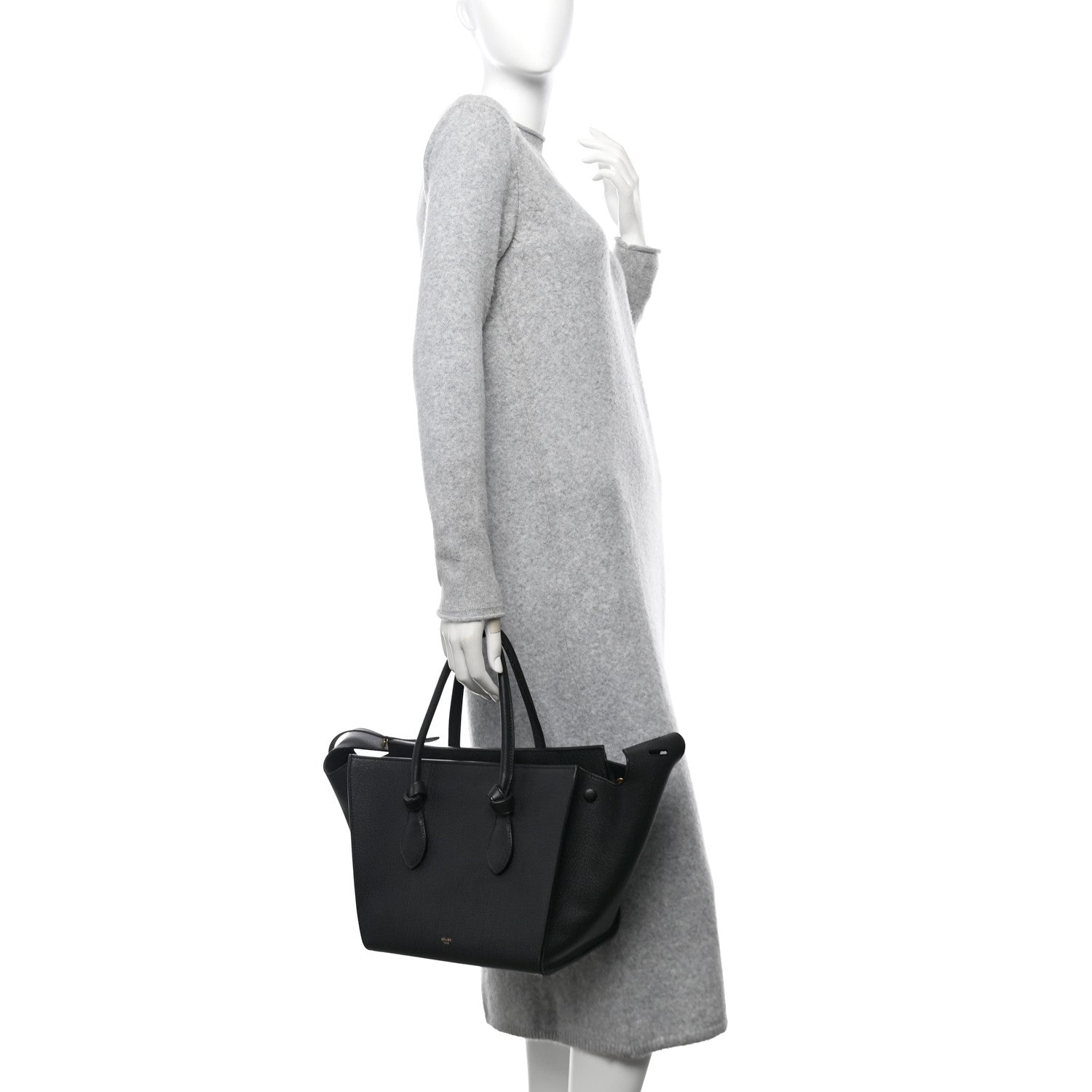 Celine Crisped Calfskin Mini Tie Knot Tote Black 2 of 12