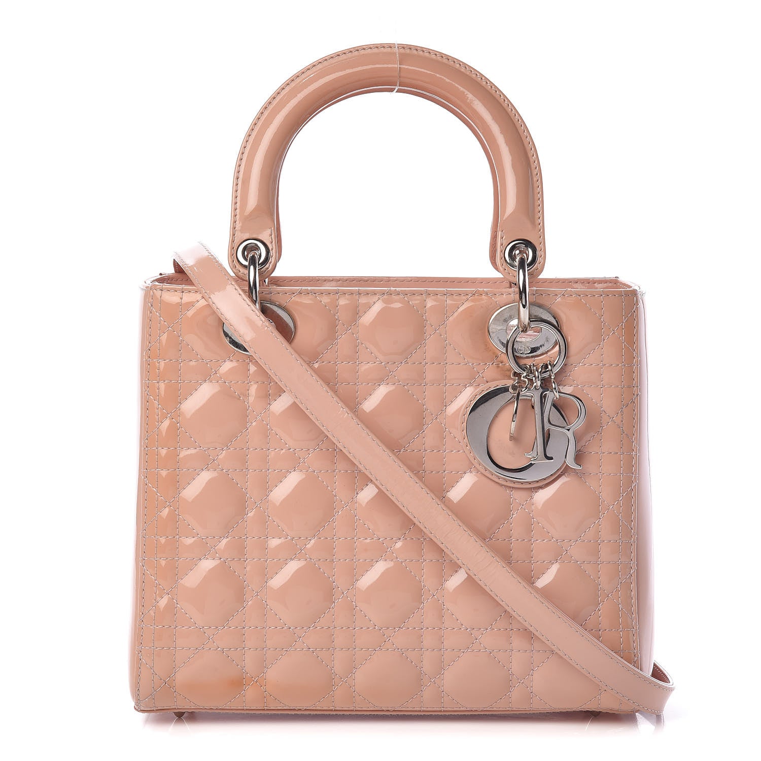 Christian Dior Patent Cannage Medium Lady Dior Beige 1 of 18