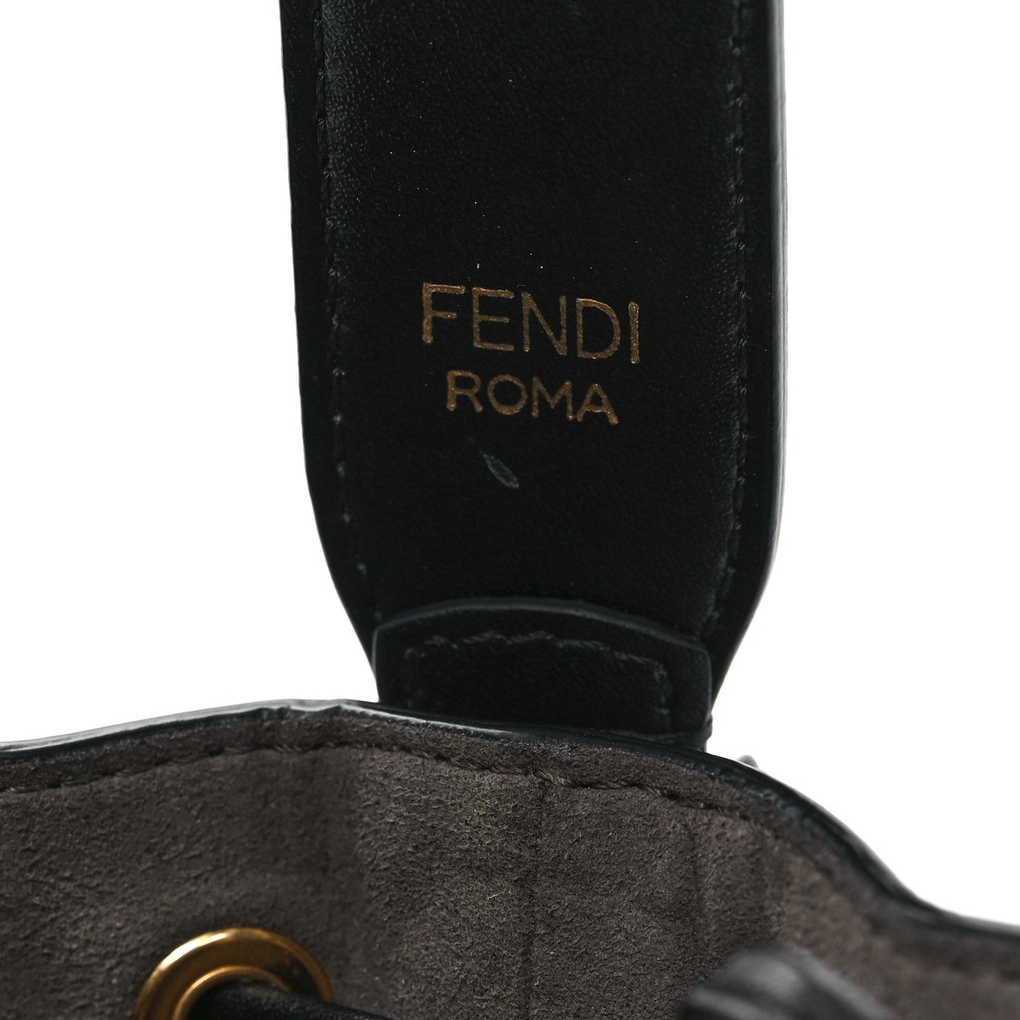Vitello Liberty F is Fendi Bi-Color FF 1974 Embossed Mini Mon Tresor Bucket Bag Maya Black