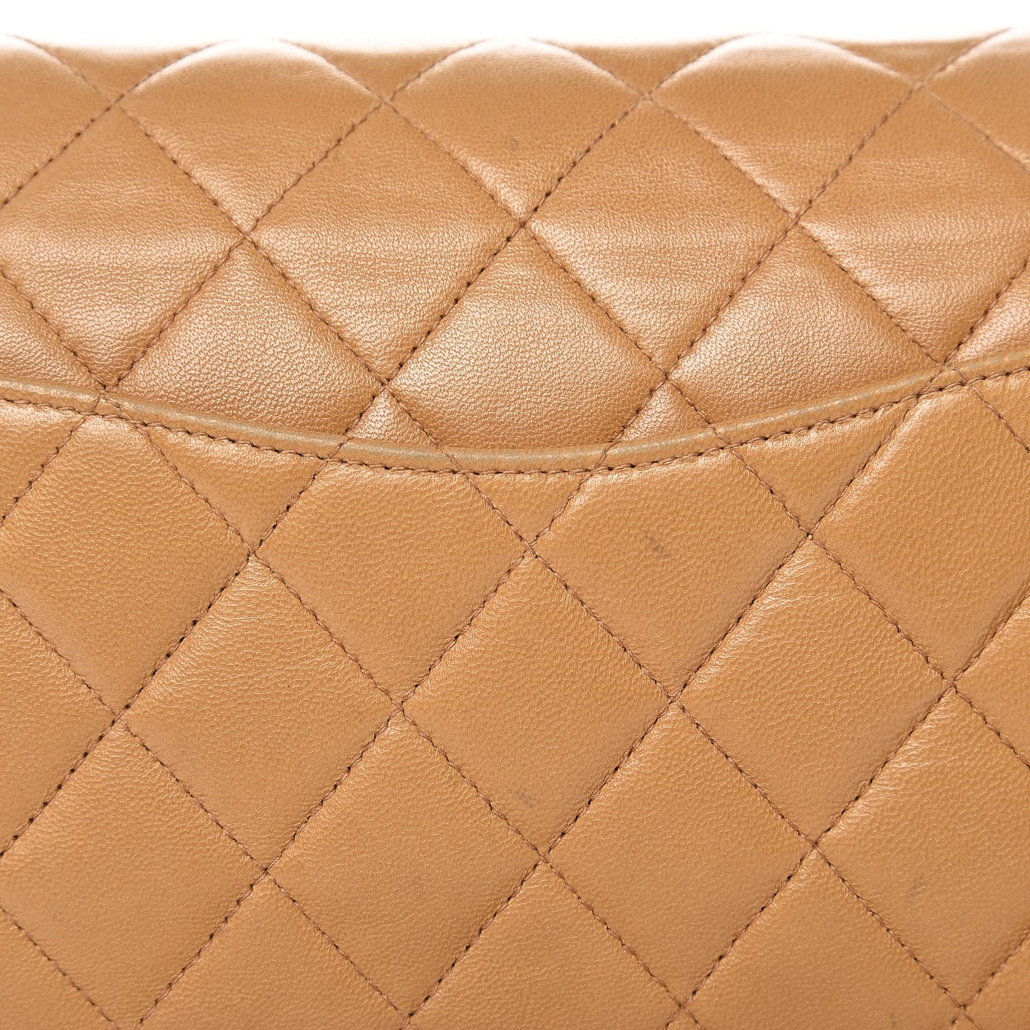 Lambskin Quilted Medium Double Flap Beige