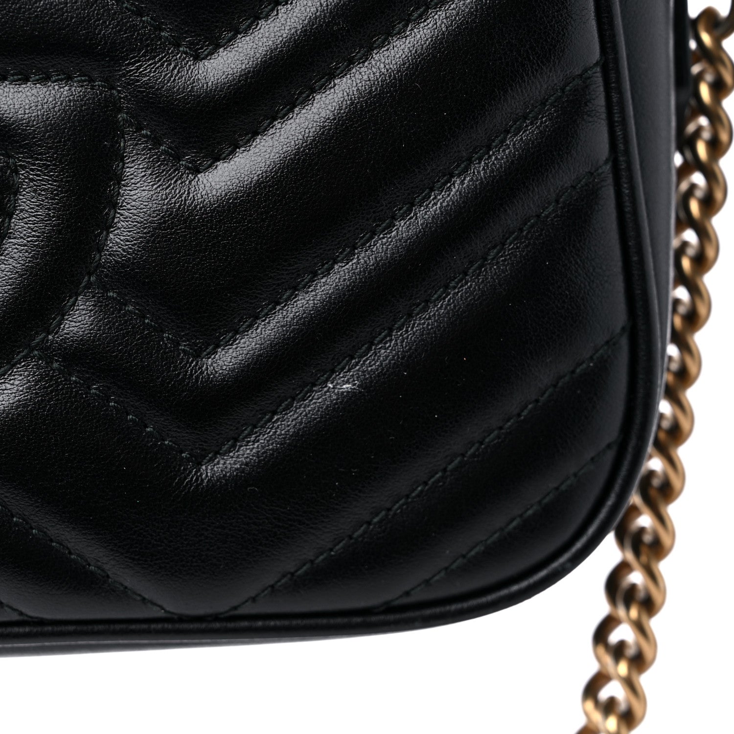 Gucci Calfskin Matelasse Small GG Marmont Chain Shoulder Bag Black 14 of 14