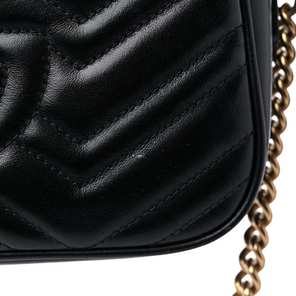 Gucci Calfskin Matelasse Small GG Marmont Chain Shoulder Bag Black 14 of 14