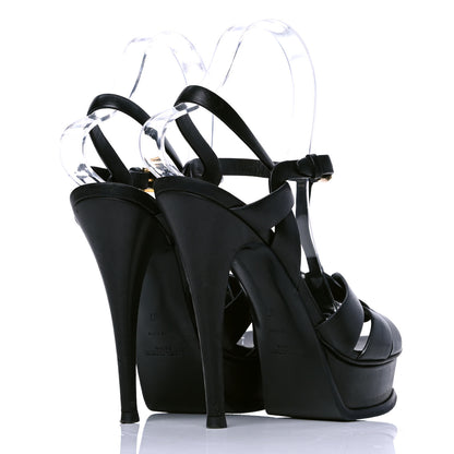Saint Laurent Calfskin Tribute 105 Platform Sandals 37 Black 3 of 6