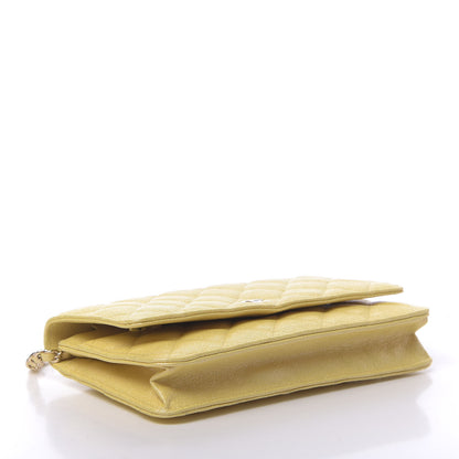 Chanel Iridescent Caviar Quilted Wallet on Chain WOC Yellow 4 of 12