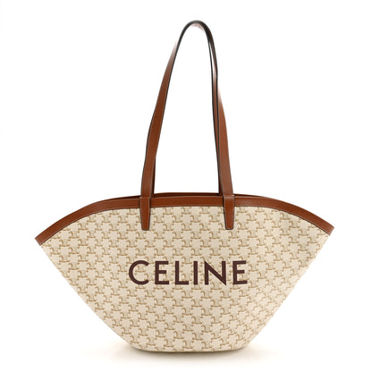 Celine Calfskin Canvas Triomphe Large Couffin White 1 of 10