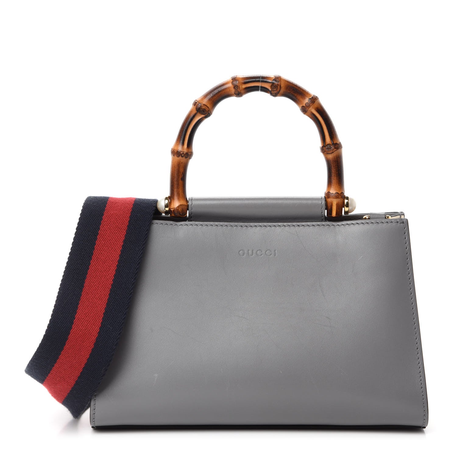 Gucci Nappa Bamboo Web Mini Nymphaea Top Handle Bag Deep Grey Mystic White 1 of 10