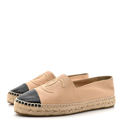 Chanel Lambskin CC Espadrilles 38 Beige Black 4 of 12