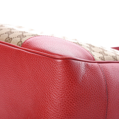 Gucci Monogram Bree Zippered Tote Beige Red 11 of 14