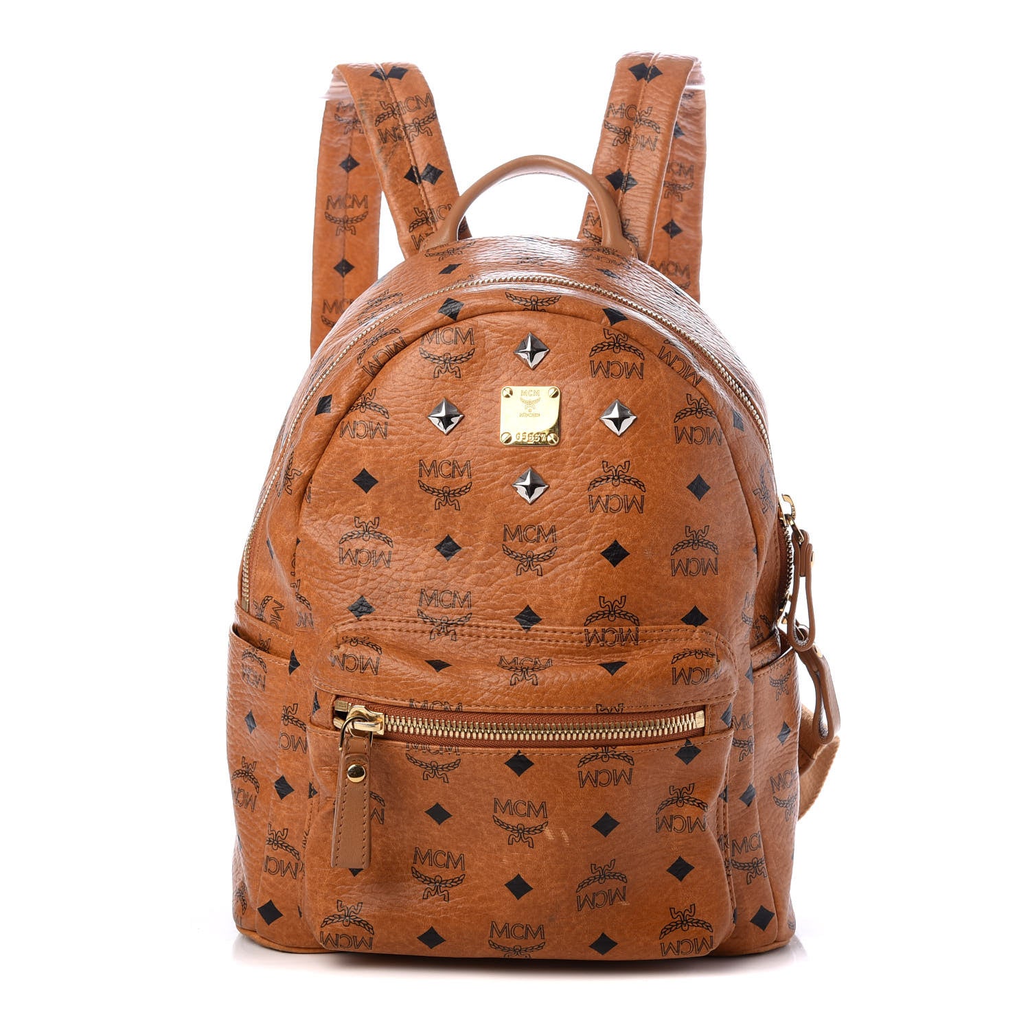 MCM Visetos Small Sprinkle Stud Stark Backpack Cognac 1 of 10