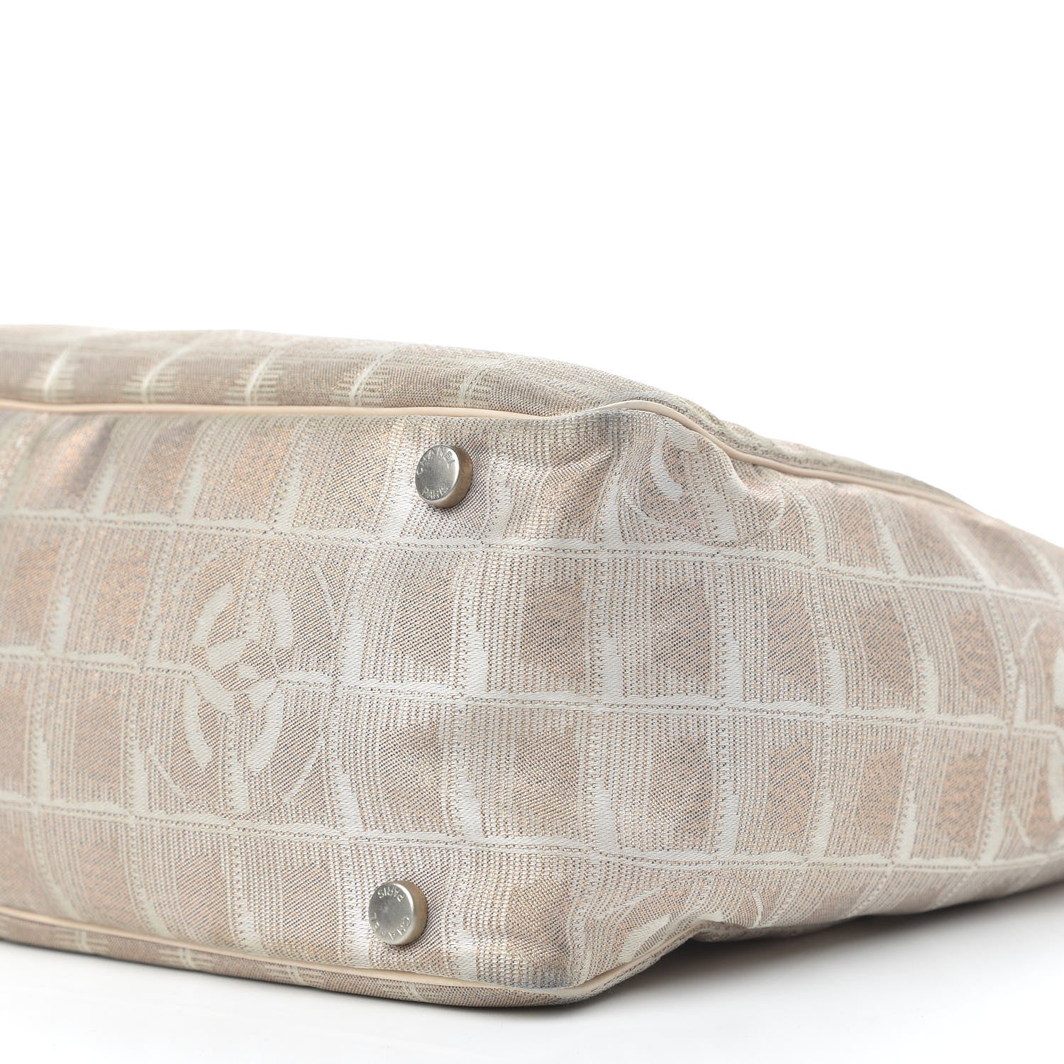 Chanel Metallic Nylon Small Travel Tote Beige 10 of 14