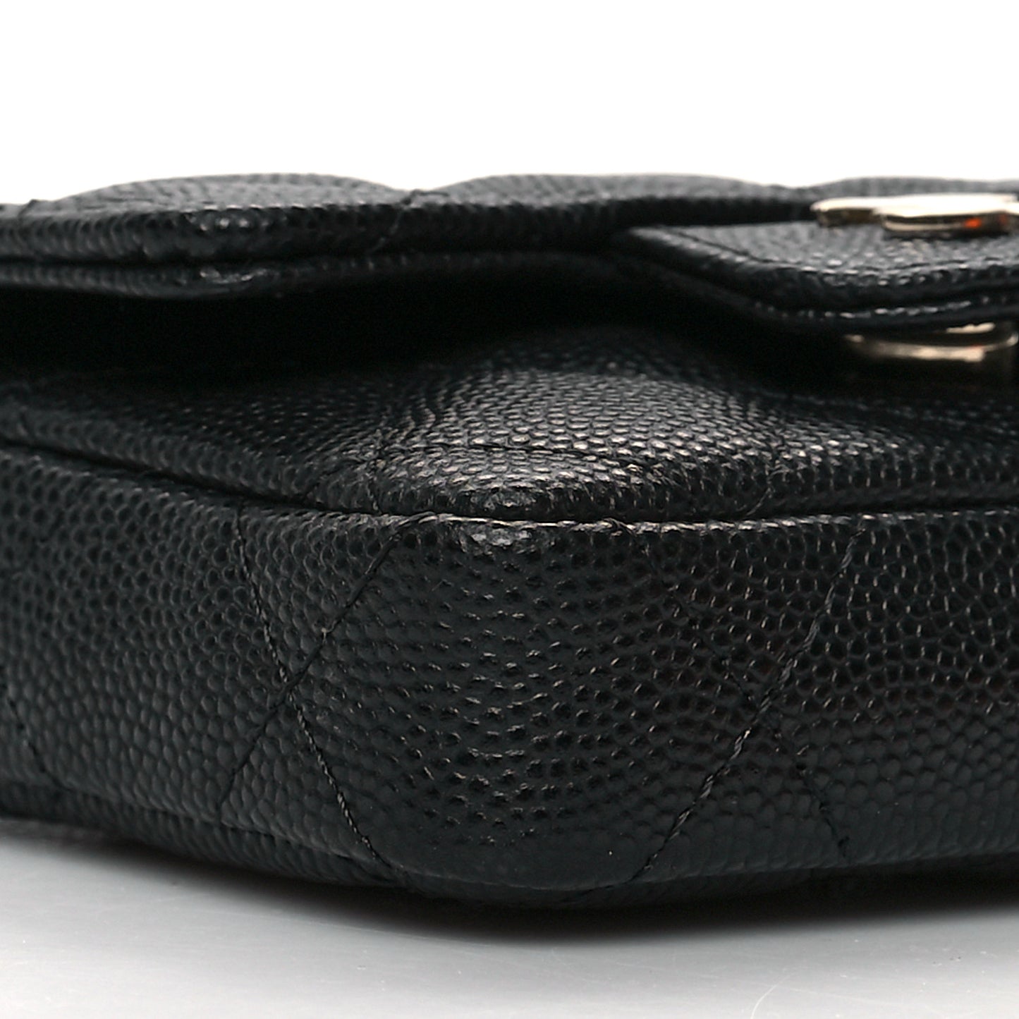 Caviar Quilted Mini Chain Belt Bag Black