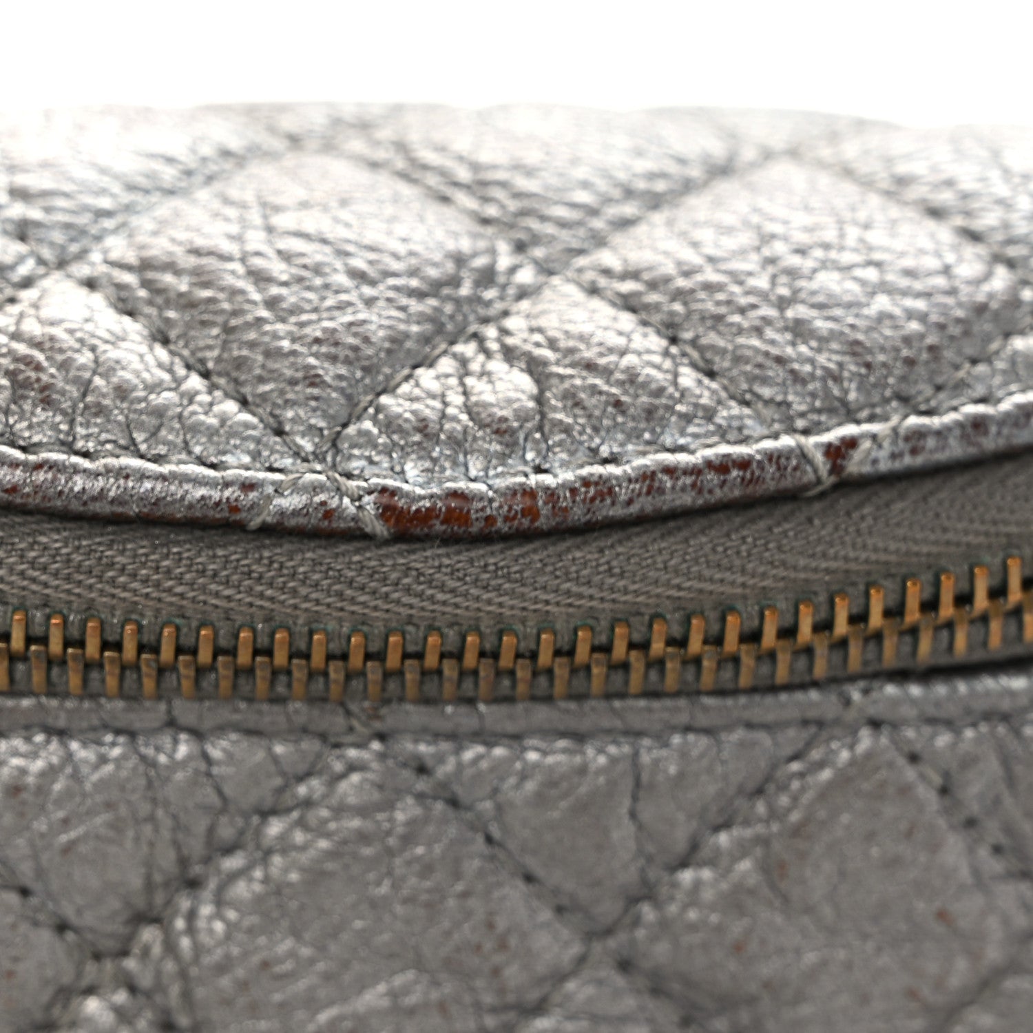 Chanel Metallic Calfskin Quilted Banane Waist Bag Fanny Pack Dark Silver 12 of 14