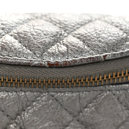 Chanel Metallic Calfskin Quilted Banane Waist Bag Fanny Pack Dark Silver 12 of 14