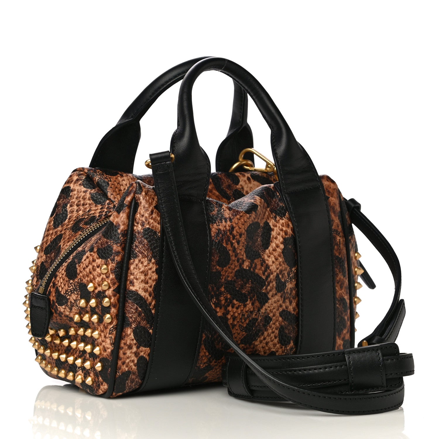 MCM Leopard Print Studded Mini Keana Boston 3 of 18