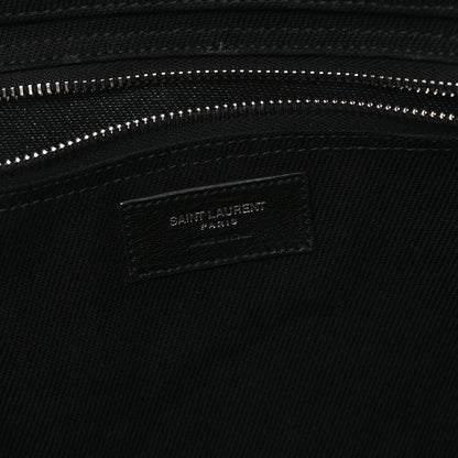 Saint Laurent Linen Calfskin Rive Gauche Tote Black 6 of 12
