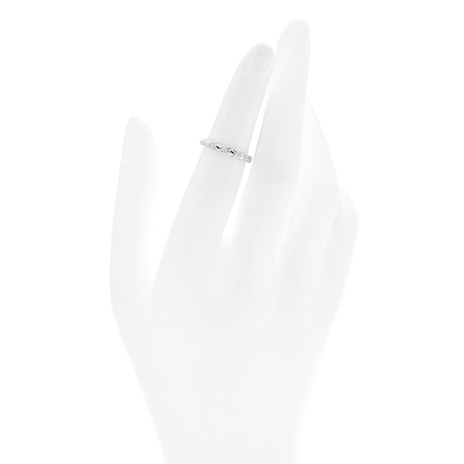 Chanel Platinum Diamond Small Matelasse Ring 48 4.5 2 of 5