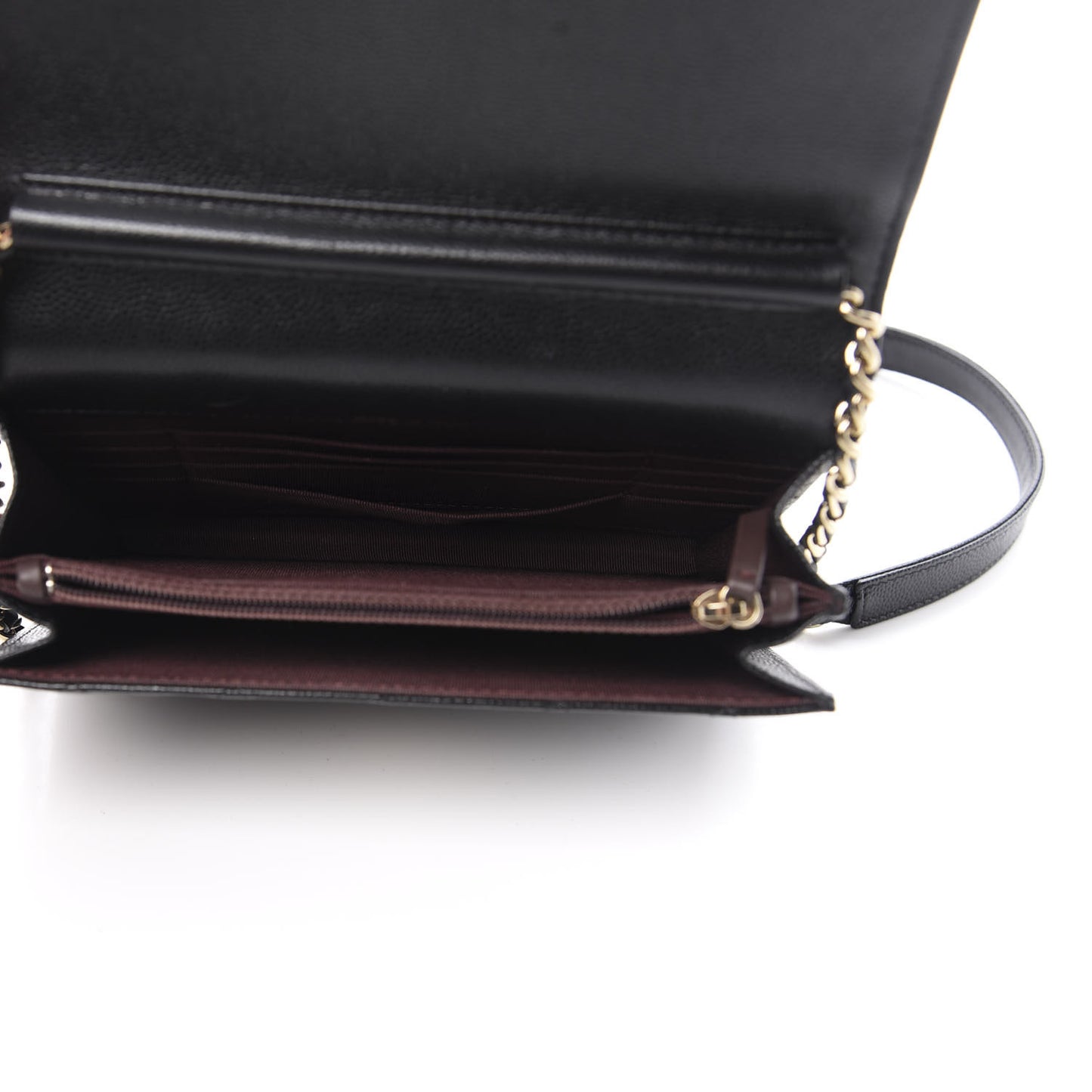 Caviar Quilted Square Wallet On Chain WOC Black