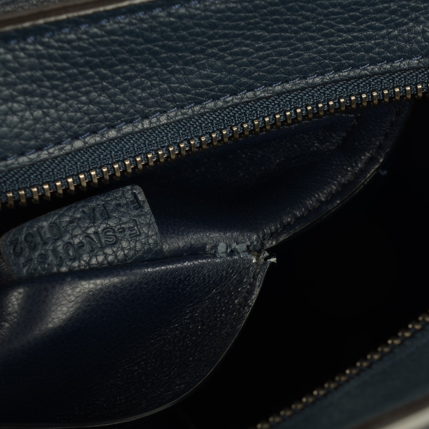 Celine Drummed Calfskin Suede Medium Trapeze Navy 9 of 10