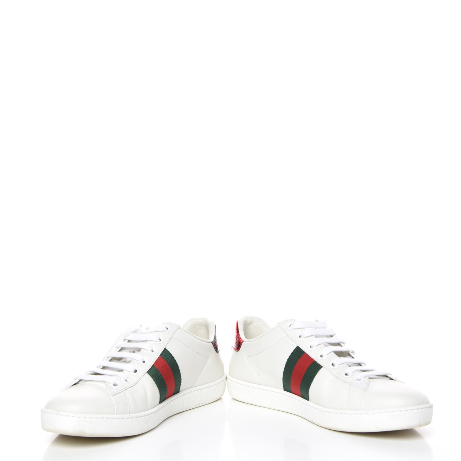 Gucci Calfskin Ayers Bee Embroidered Womens Ace Sneakers 37.5 White Green 6 of 16