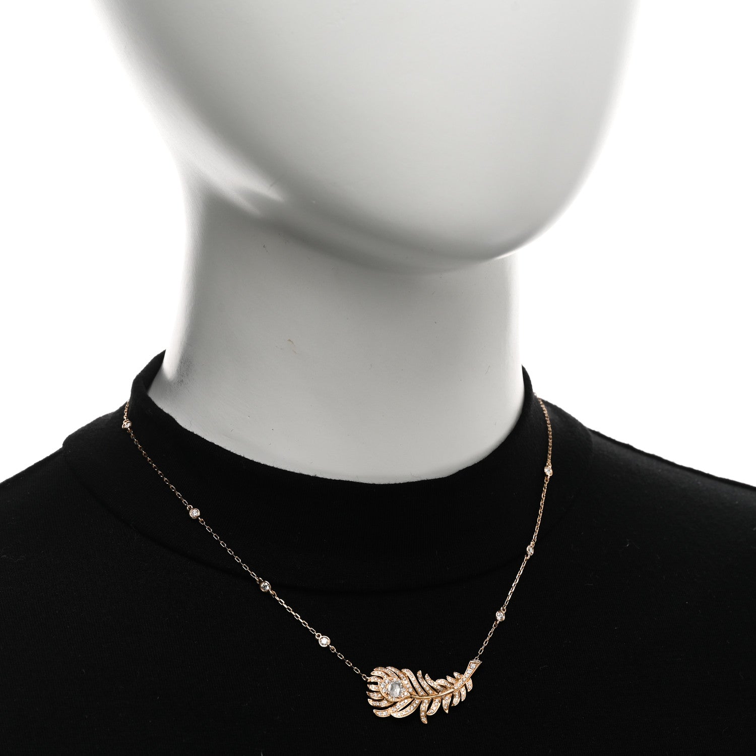 Boucheron 18K Rose Gold Diamond Plume de Paon Pendant Necklace 2 of 5