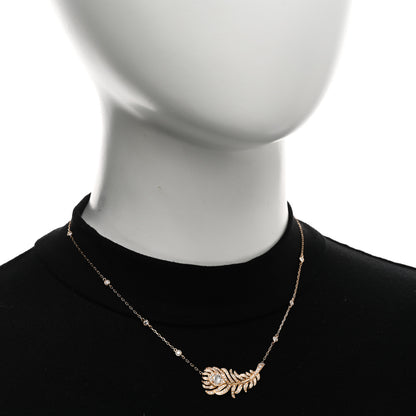 Boucheron 18K Rose Gold Diamond Plume de Paon Pendant Necklace 2 of 5