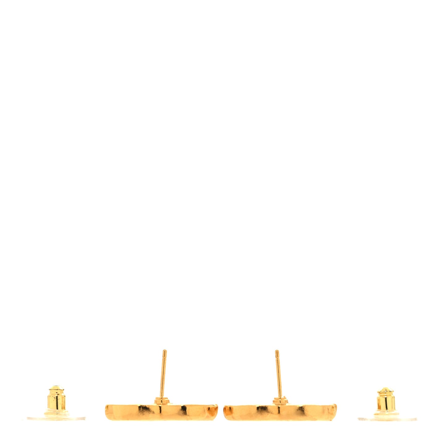 Resin CC Stud Earrings Black Gold