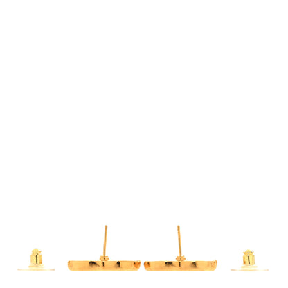 Chanel Resin CC Stud Earrings Black Gold 3 of 5